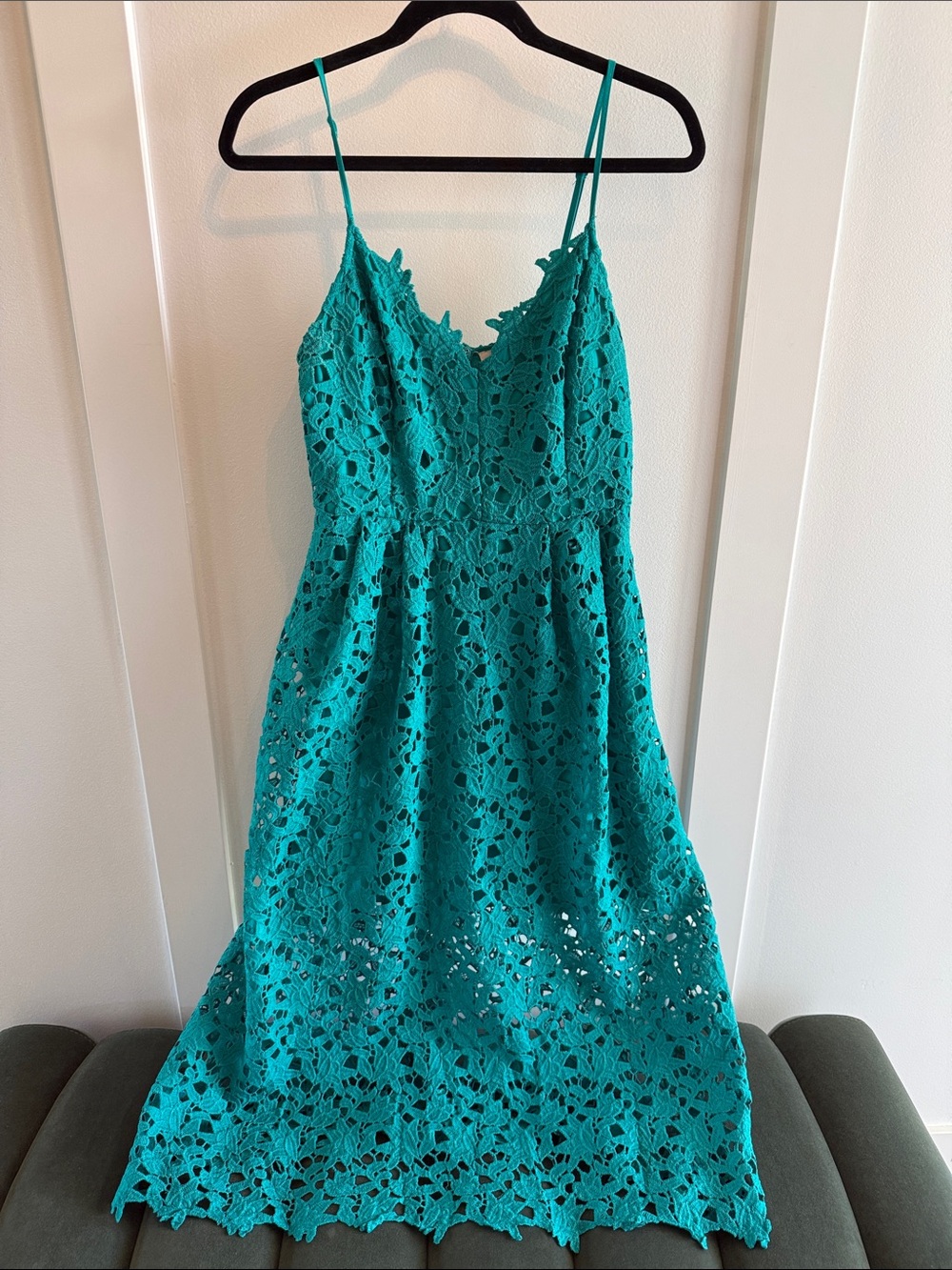 Astr Teal Lace Spaghetti Strap Dress